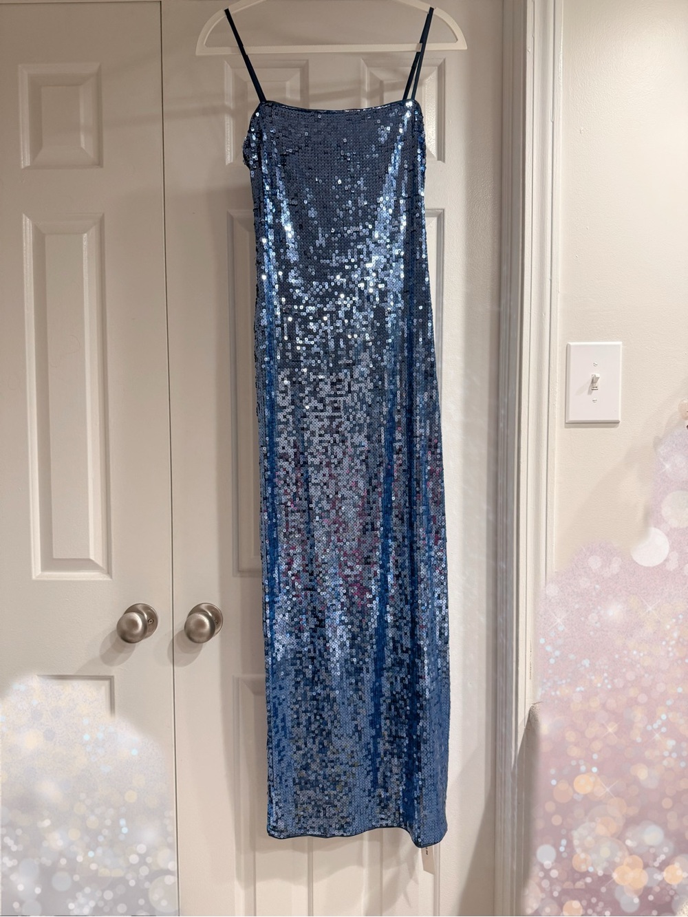Reformation Navy Sequin Slip Midi Dress - Picture 3 of 5